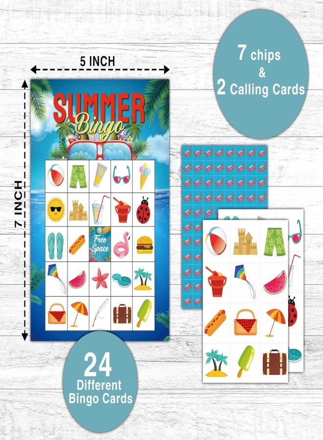KFNER Summer Bingo Games - Hawaiian Luau Bingo Card - 24 Players Beach Bingo Game Set for Adult Family Friends - School Classroom Outdoor Activities - Tropical Summer Party Favors Supplies -C05 - Image 2